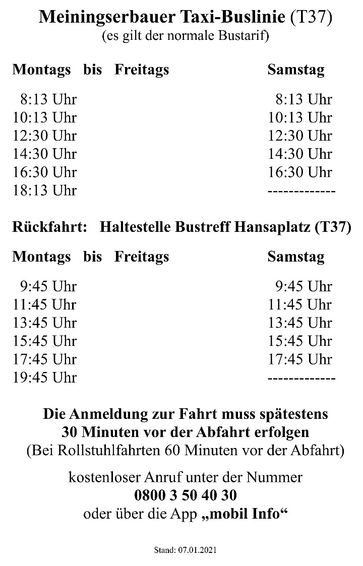 Taxi-Buslinie 2021