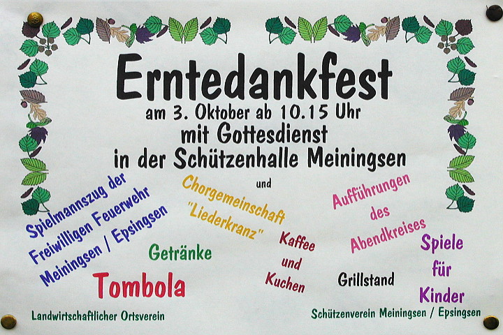 Erntedankfest in Meiningsen - da ist was los!