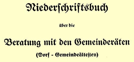 Titel des Protokollbuches 1934